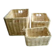 Set of 3 Rattan Square Basket